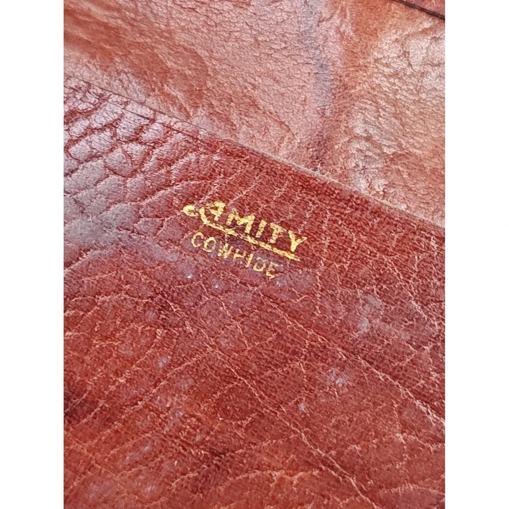 Vintage 80's Amity Brown Cowhide Leather Men's Bi-fold Billfold Wallet Money!